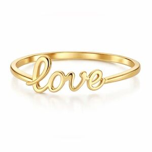 Love Script Gold Plated Women's Ring